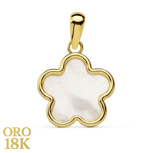 Colgante oro de primera ley 18k en forma de flor