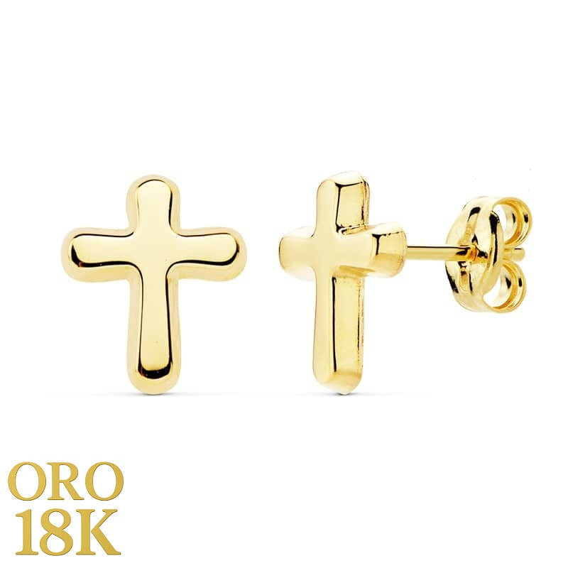 pendientes oro 18k cruces pequeñas