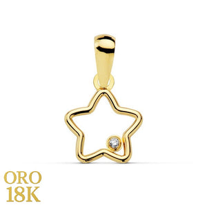 Colgante oro de primera ley 18k en forma de estrella con una circonita