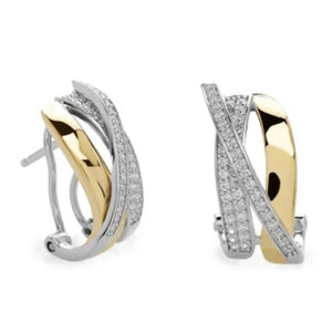 Pendientes plata bicolor omega 19113-A