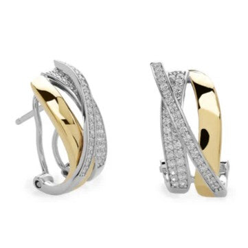Pendientes plata bicolor omega 19113-A