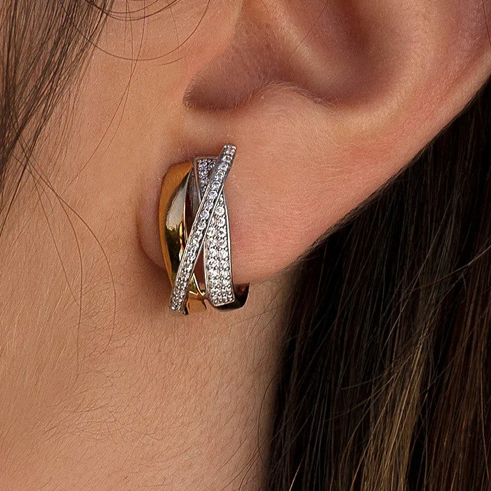 Pendientes plata bicolor omega 19113-A chica