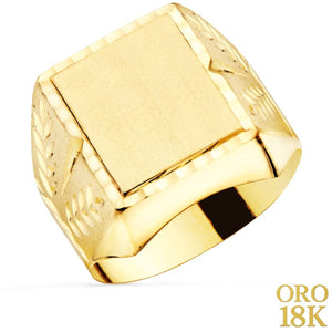 18K SELLO DE ORO AMARILLO CABALLERO TALLADO HUECO 18X16 MM