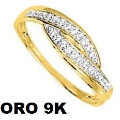 Anillo fino de oro de 9 quilates con circonitas