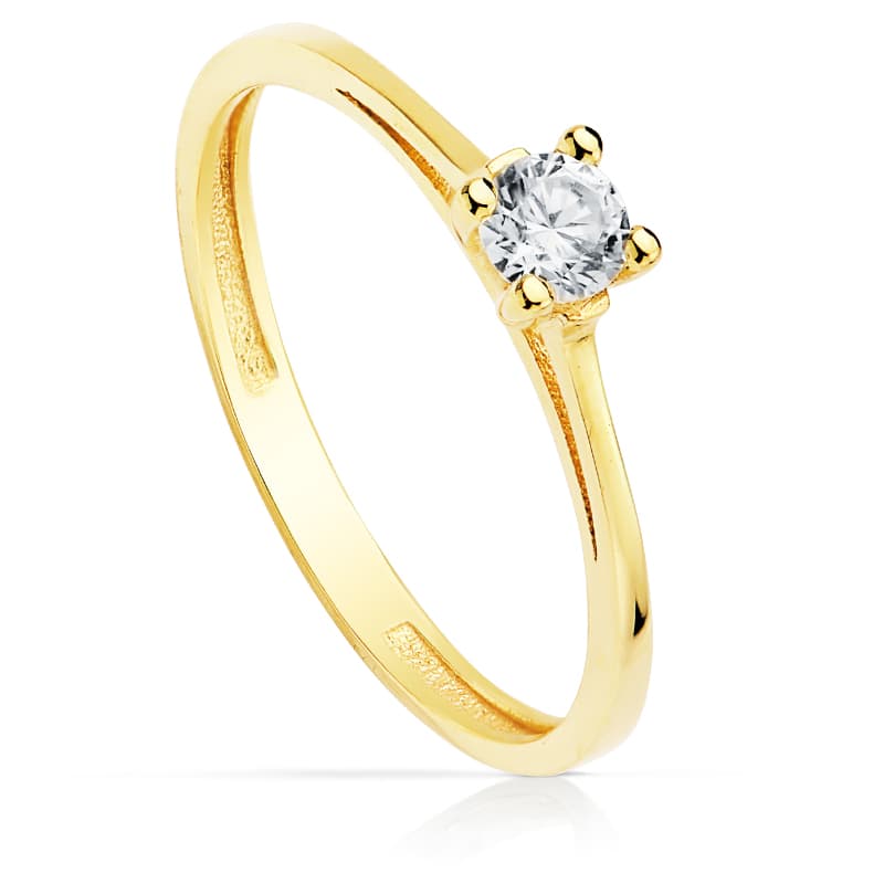 Anillo de oro 18k solitario con circonita