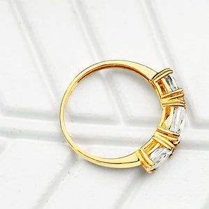 Anillo tres circonitas talla oval oro amarillo 18k