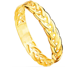 Anillo trenzado espiga oro 18k