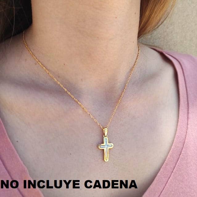 Cruz maciza oro 18k bicolor mujer CHICA