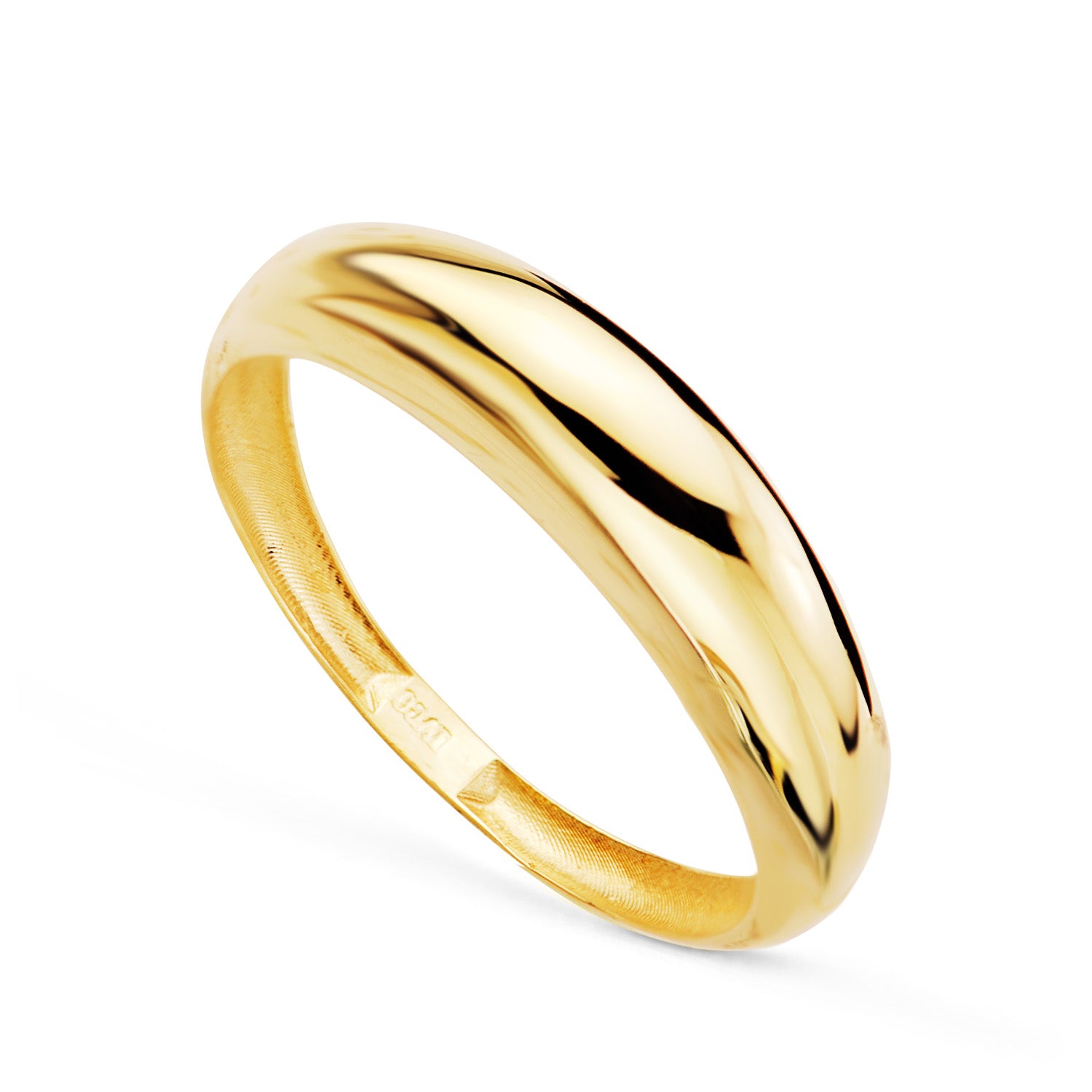Anillo liso en brillo de oro 18k, ancho 4,5 mm