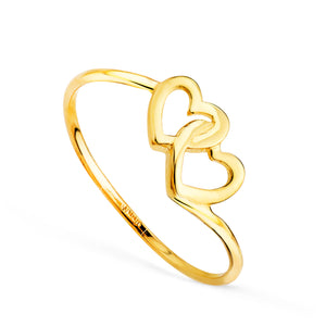 Anillo corazones entrelazados oro amarillo 18k