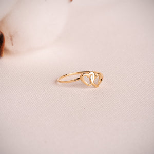 Anillo corazones entrelazados oro amarillo 18k