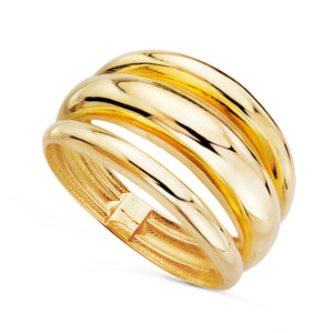 Anillo oro 18k tres bandas amarillo en brillo
