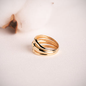 Anillo oro 18k tres bandas amarillo en brillo