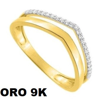 Anillo de oro de 9 quilates con circonitas fino