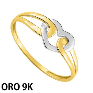 Anillo de oro de 9 quilates con corazón de oro blanco