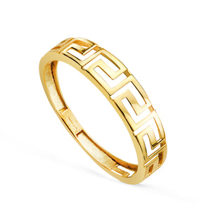 Anillo 18k oro liso con greca calada