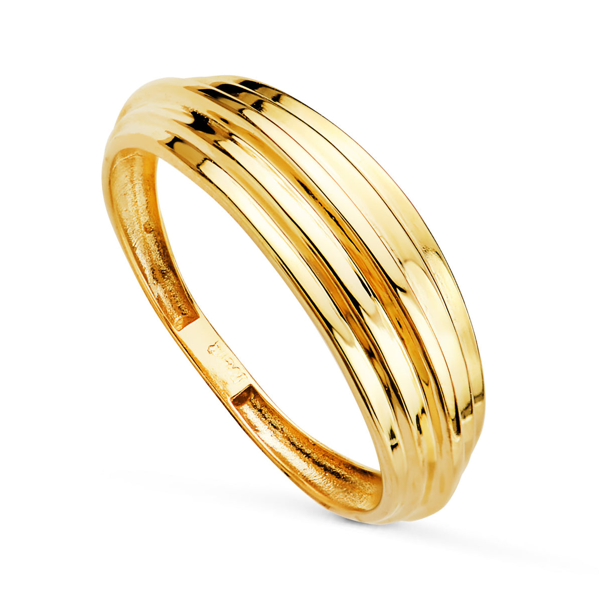 Anillo oro amarillo con bandas 18k en brillo