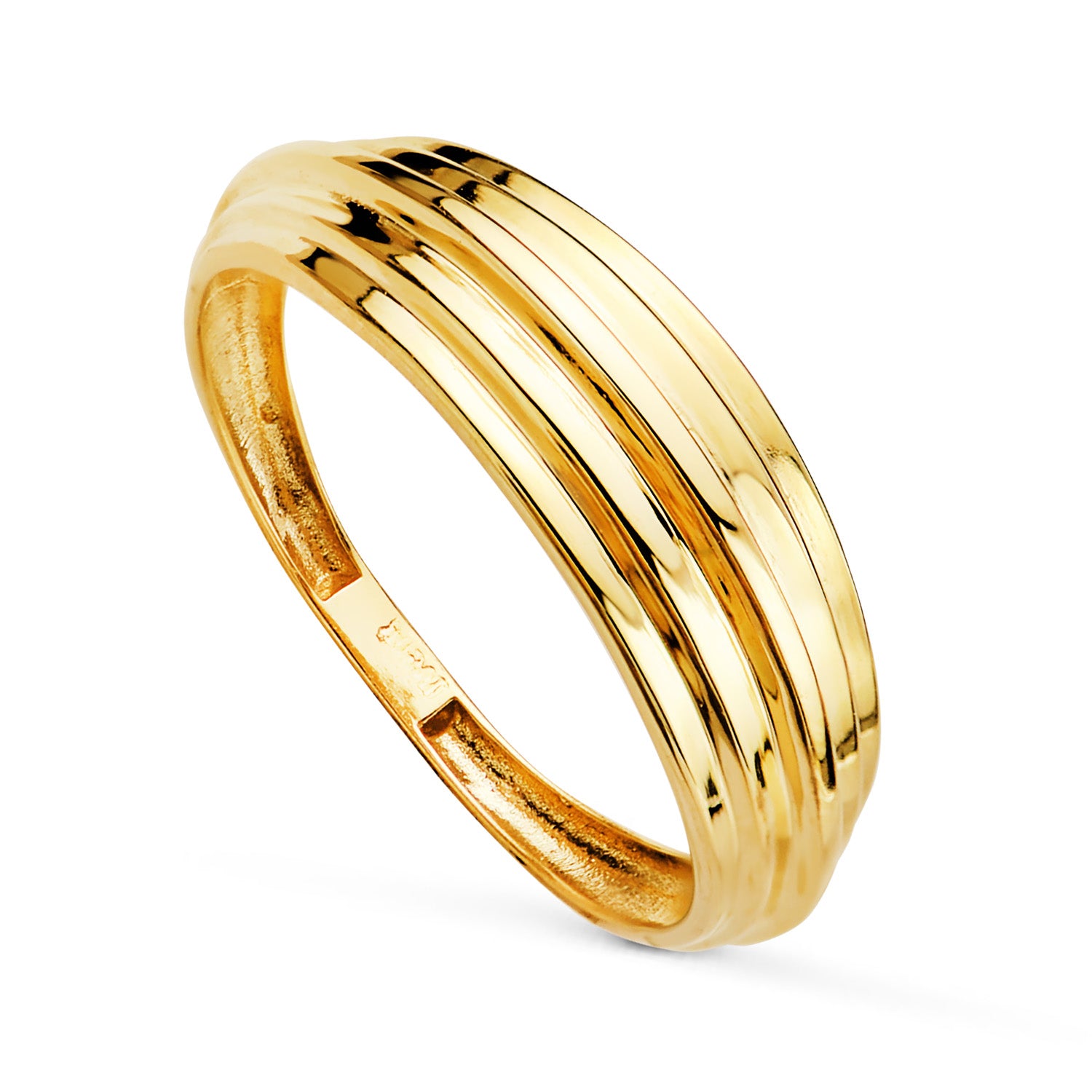 Anillo oro amarillo con bandas 18k en brillo