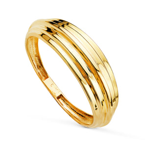 Anillo oro amarillo con bandas 18k en brillo