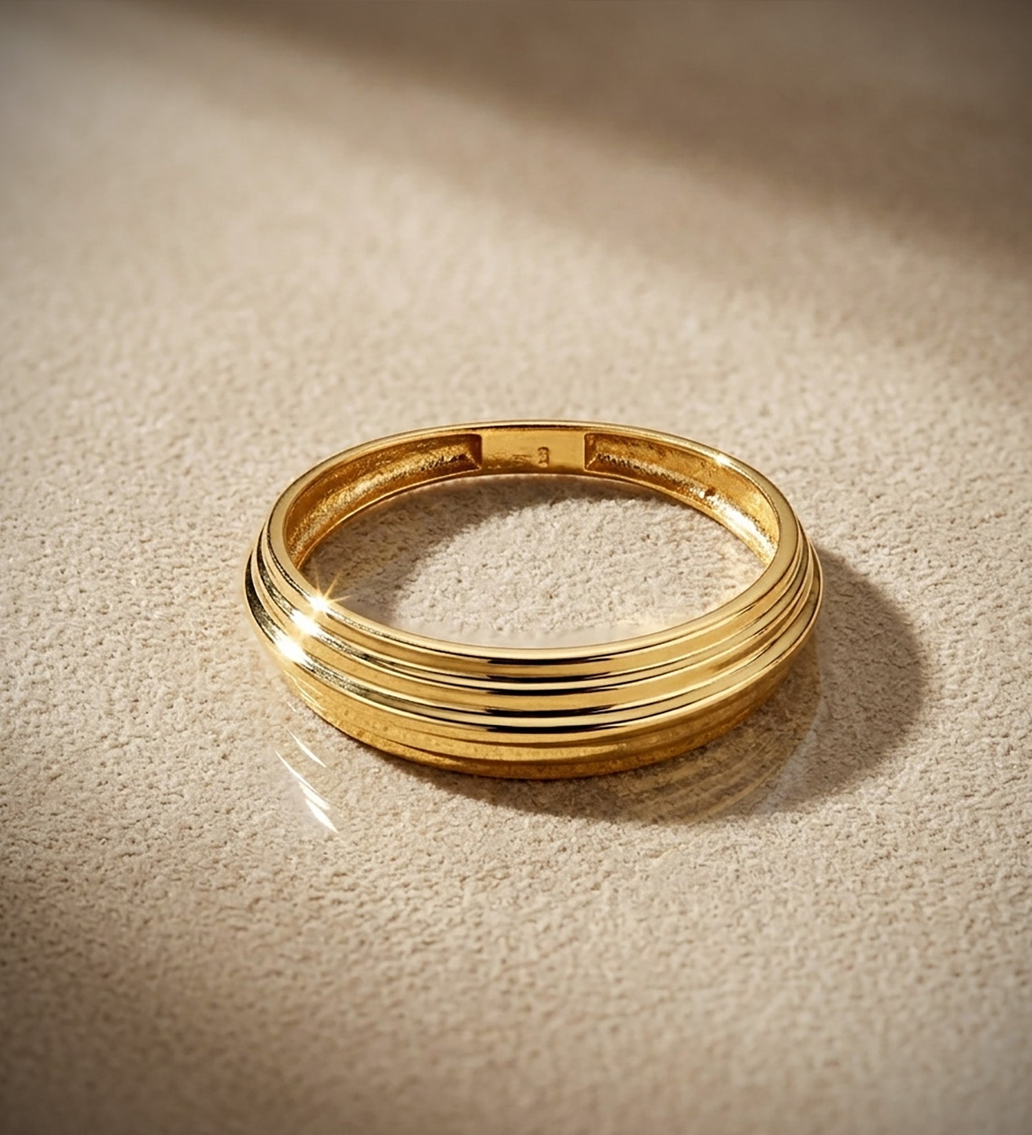 Anillo oro amarillo con bandas 18k en brillo