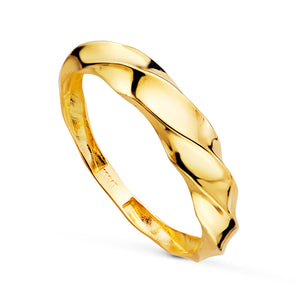 Anillo liso de oro 18k con cuerpo reliado