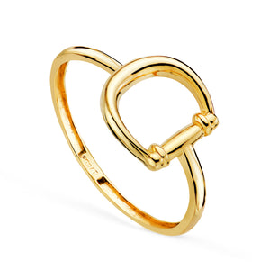 Anillo estribo liso oro 18k en brillo