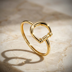 Anillo estribo liso oro 18k en brillo