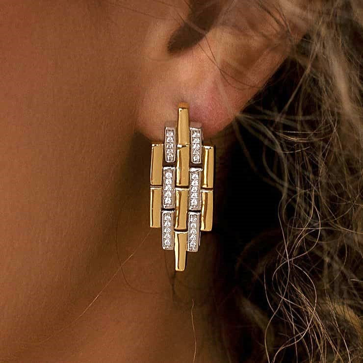 Pendientes plata bicolor 19863-a