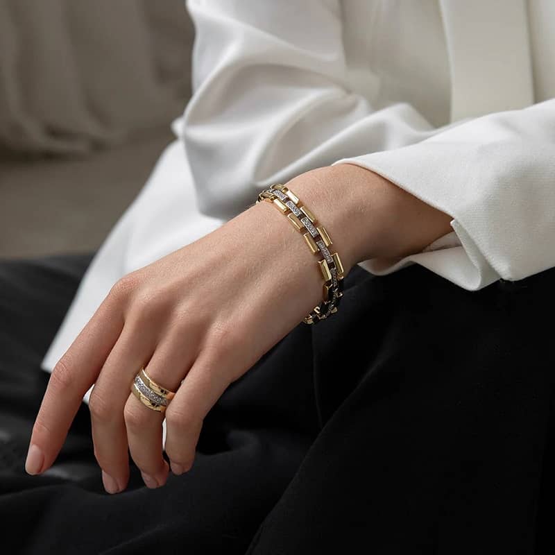 Pulsera plata bicolor 19863-P chica