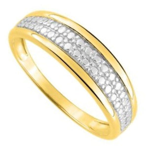 Anillo de oro 18k bicolor con franja interior tallada