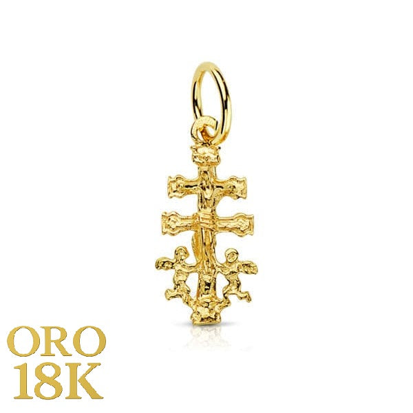 Cruz de caravaca oro de ley para colgar tamaño pequeño