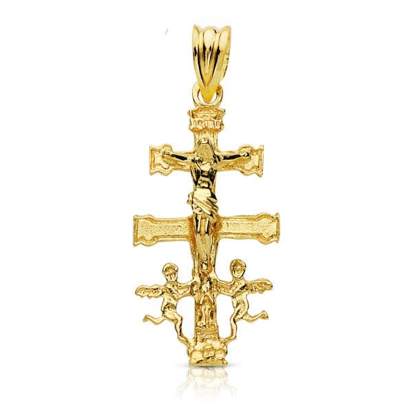 Cruz de caravaca de oro amarillo 18k 27x14 mm