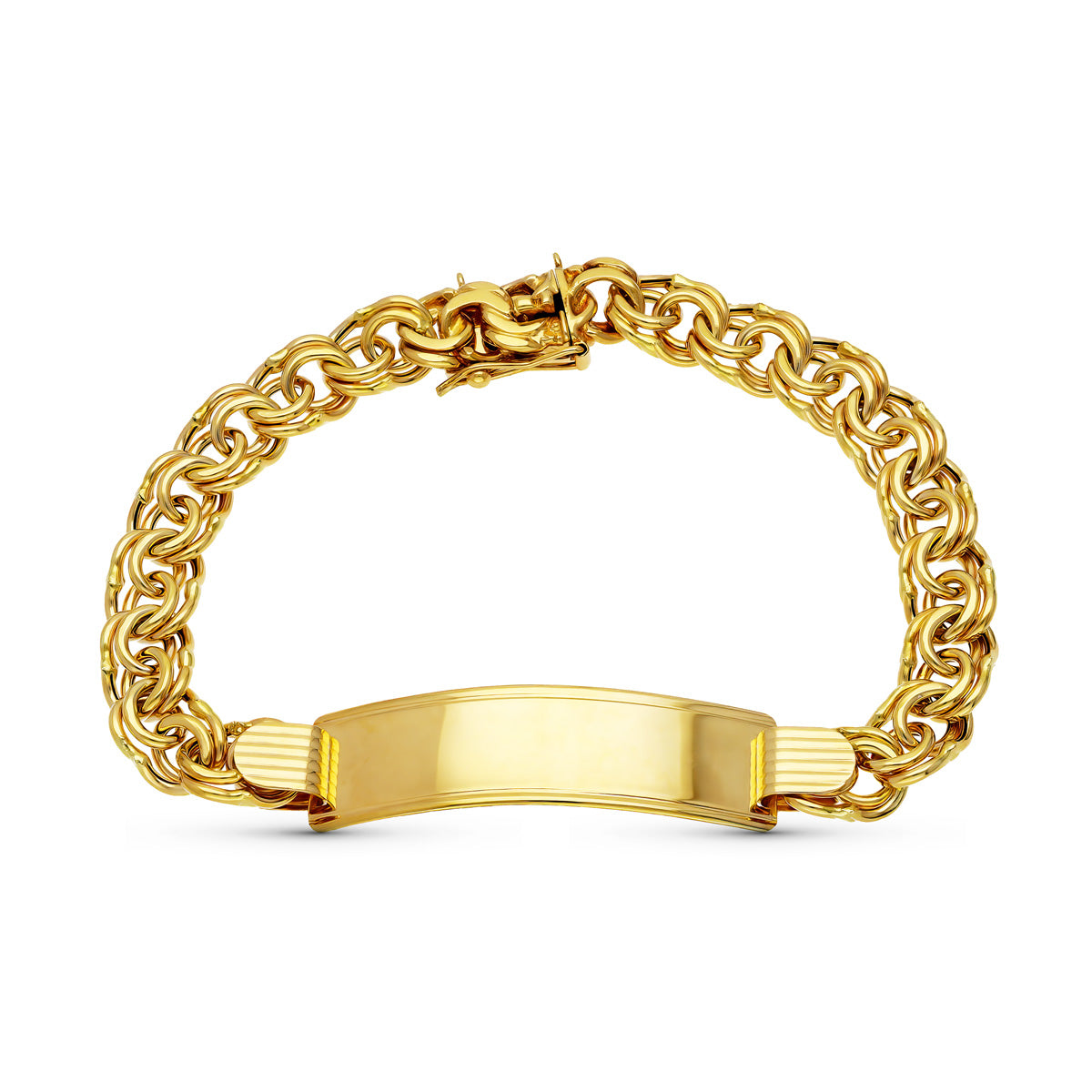 Esclava de oro amarillo 18k de estilo húngaro, sobre fondo blanco