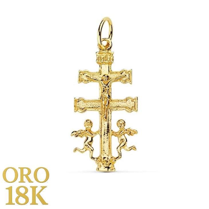 Cruz de caravaca oro de ley para colgar