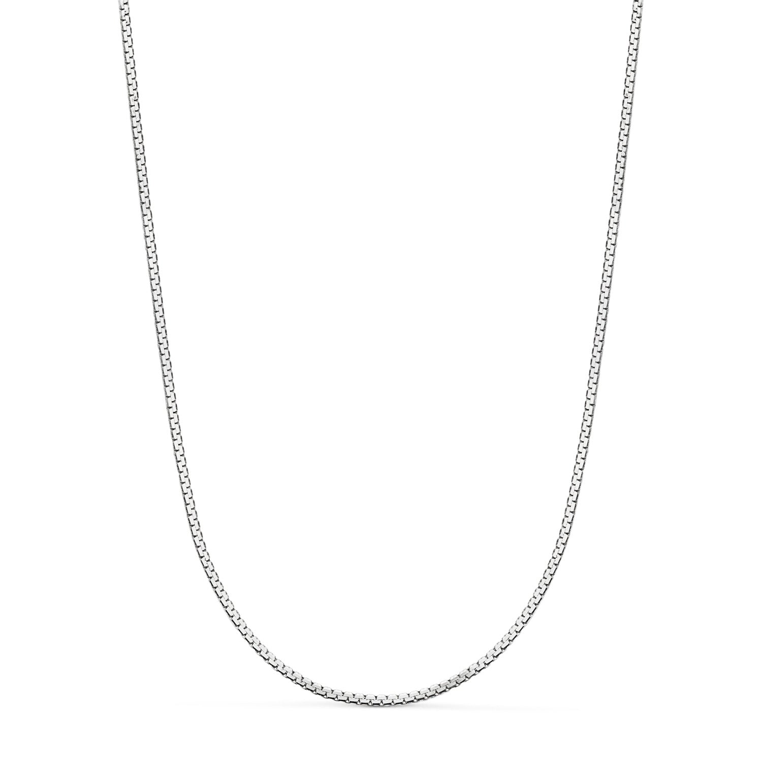 Cadena de oro blanco 18k de eslabón plano en brillo de 1,2 mm