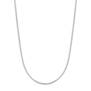 Cadena de oro blanco 18k de eslabón plano en brillo de 1,2 mm