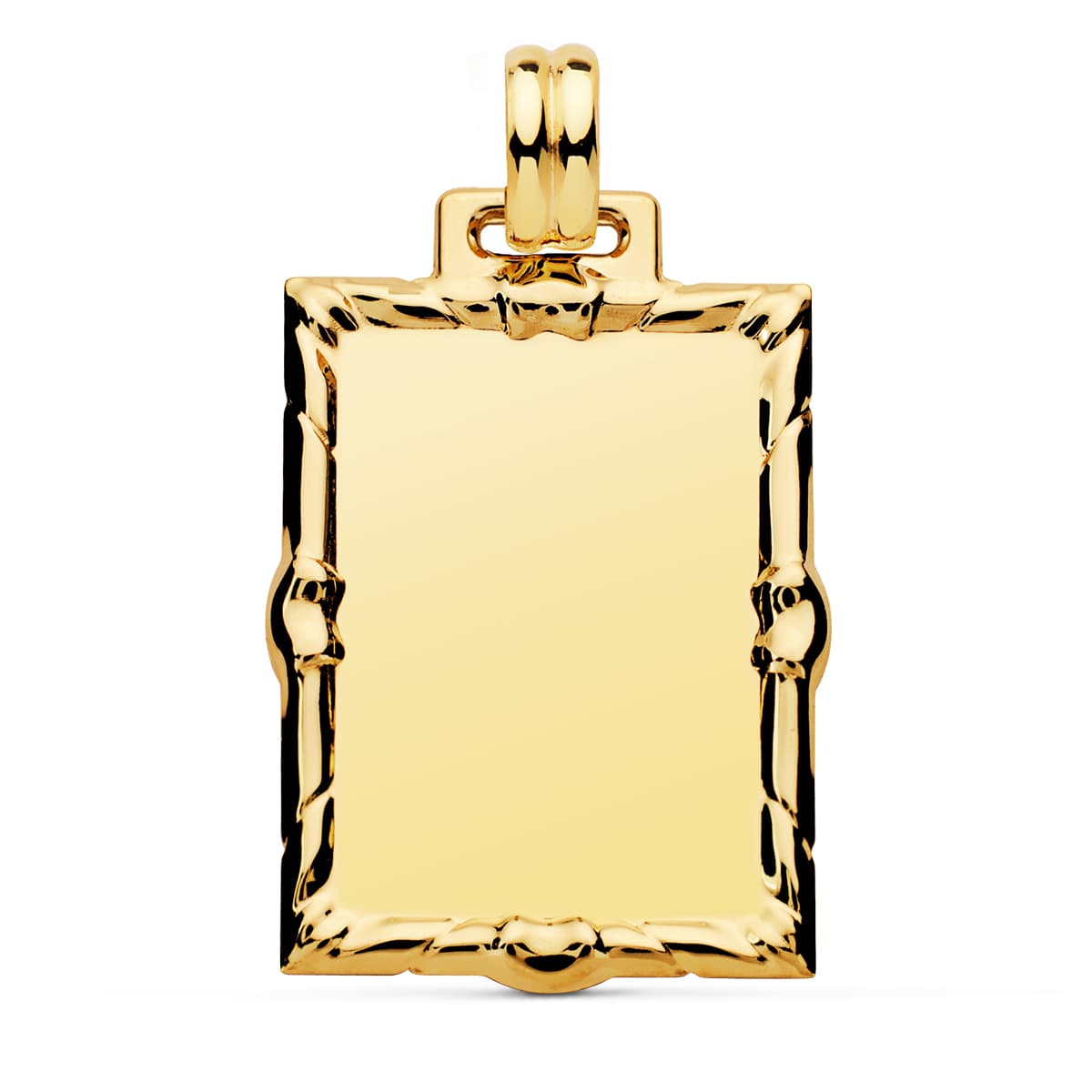 Chapa de oro con borde labrado rectangular