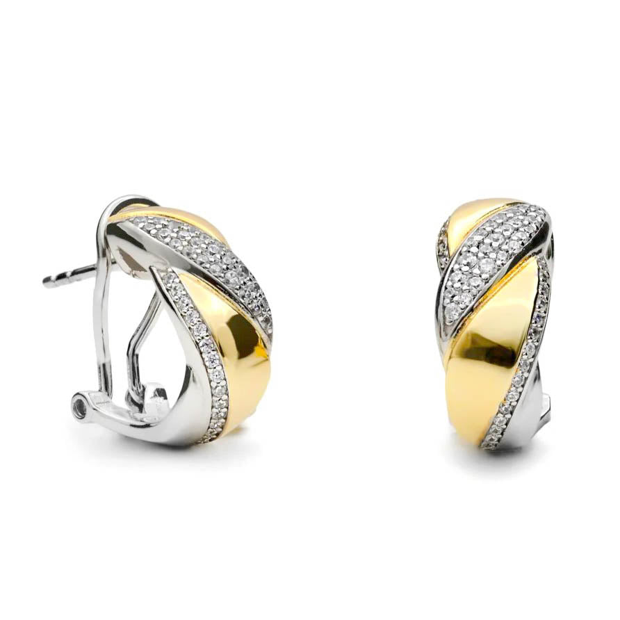 Pendientes plata bicolor 20108-a