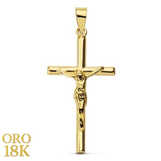 18K CRUZ CRISTO PALO REDONDO 26X14 MM