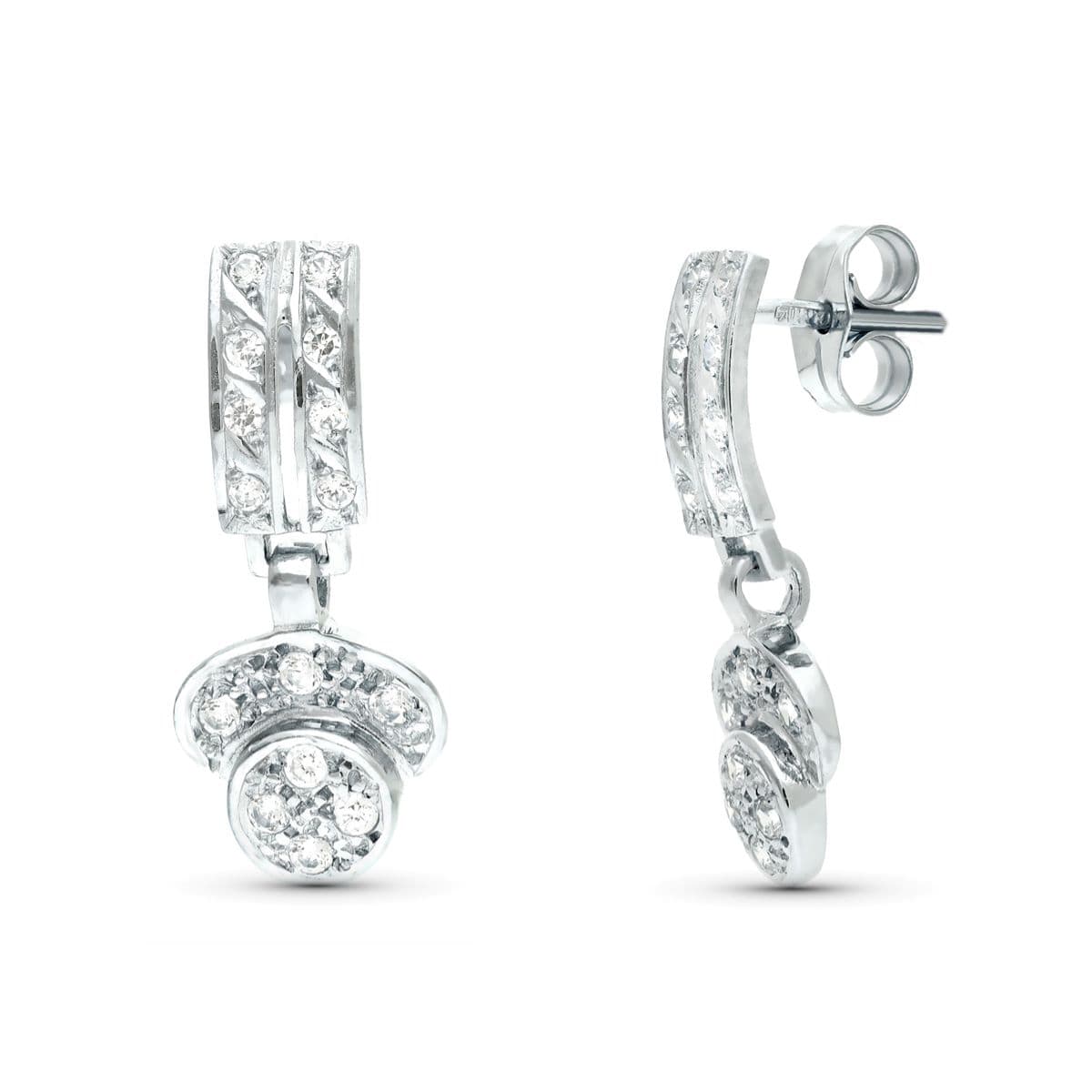 Pendientes de novia de dos cuerpos con circonitas, 19x9 mm
