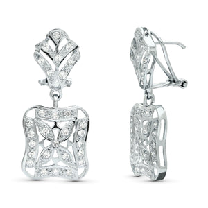 Pendientes de novia de doble cuerpo en oro blanco de 18 quilates, 32x14 mm