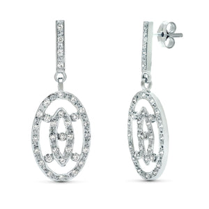 Pendientes de novia de dos cuerpos en oro blanco de 18 quilates, 37x14 mm