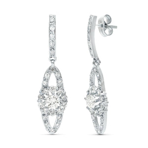 Pendientes de novia con circonitas en oro blanco de 18 quilates, 34x9 mm
