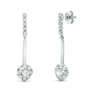 Pendientes de novia de dos cuerpos estrechos con circonitas, 32x6 mm