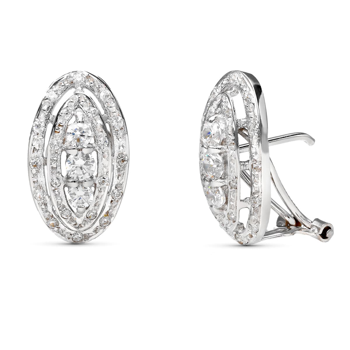 Pendientes de novia con circonitas y cierre omega, 17x10 mm