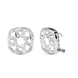 Pendientes de novia en oro blanco de 18 quilates con cierre omega, 15x16 mm