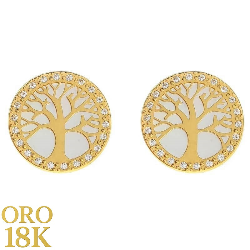 pendientes oro árbol de la vida 18k
