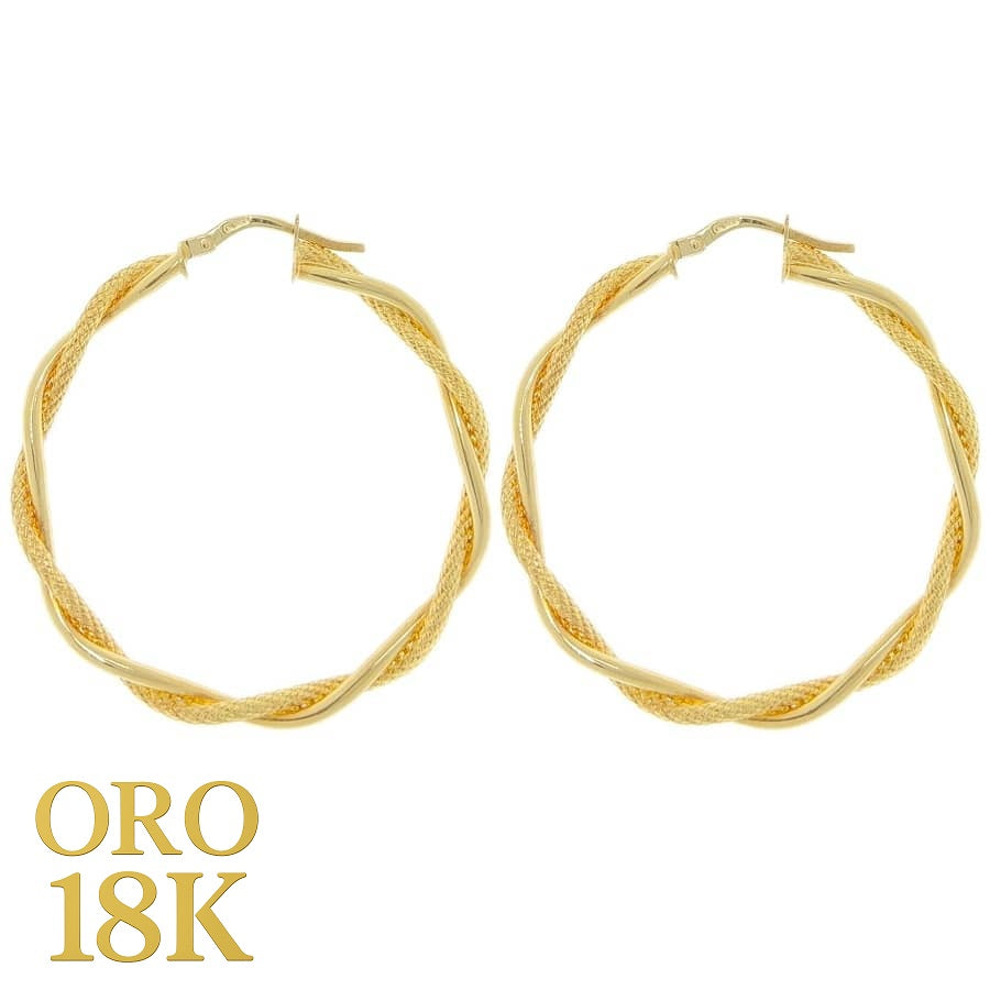 Par de pendientes de oro de ley con dibujo de trenza 3x35mm 18k