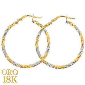Aros oro trenza bicolor 29mm 18k