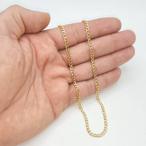 Cadena de oro de ley 9k barbada hueca de 60 cm y 3 mm de ancho, detalle